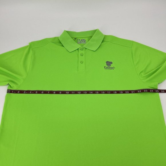 Under Armour Shirt Men 2XL Neon Green Short Sleeve Polo HeatGear Kalahari Resort - Picture 8 of 9